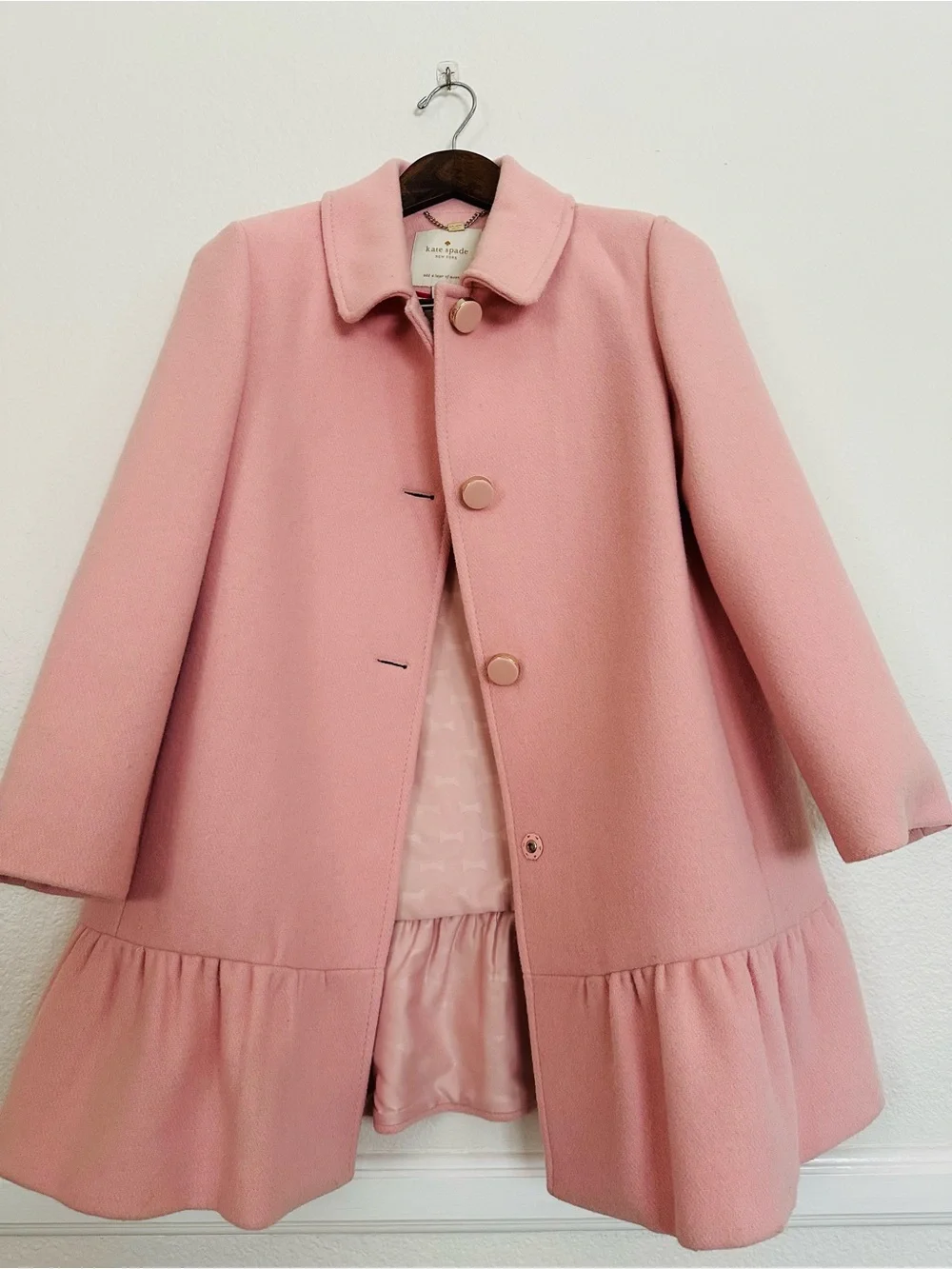Kate Spade Pink Tailored Peplum Hem Coat - M